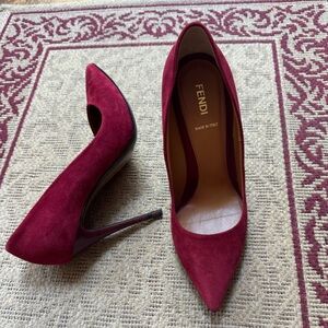 Fendi Burgundy Suede Heels